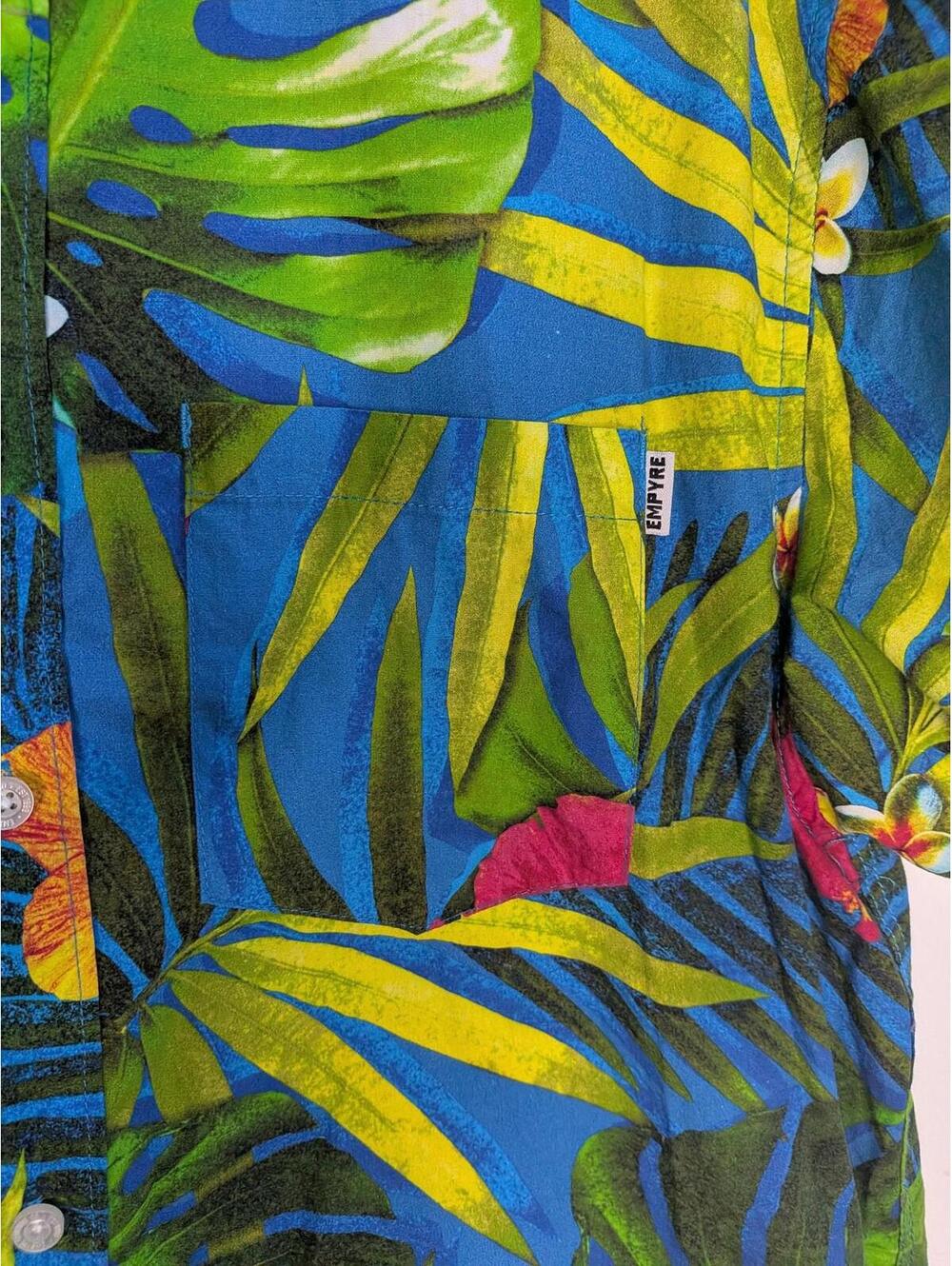Empyre Shirt Mens Large Blue Hawaiian Tropical Floral Button Front Short Sleeve - Picture 3 of 10